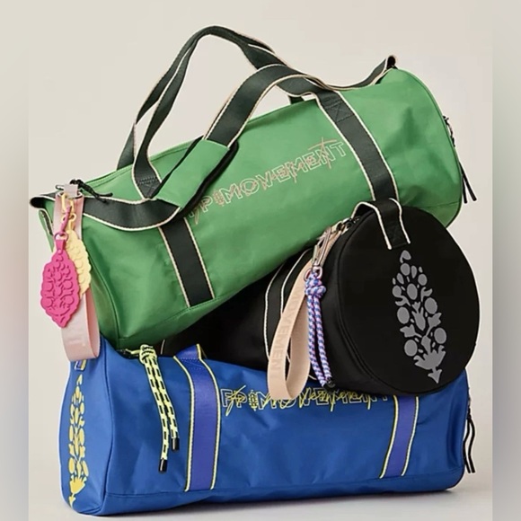 NWT Free People Movement Old Sport Duffle Bag in Blue Buti Logo New $78 retail - Picture 3 of 5